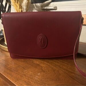 Cartier Burgundy Leather Shoulder Bag